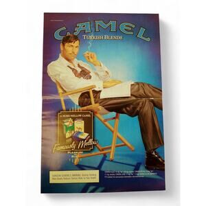 2004 Camel Turkish Blends 2pg Print Ad Man in Director's Chair Smoking Mellow